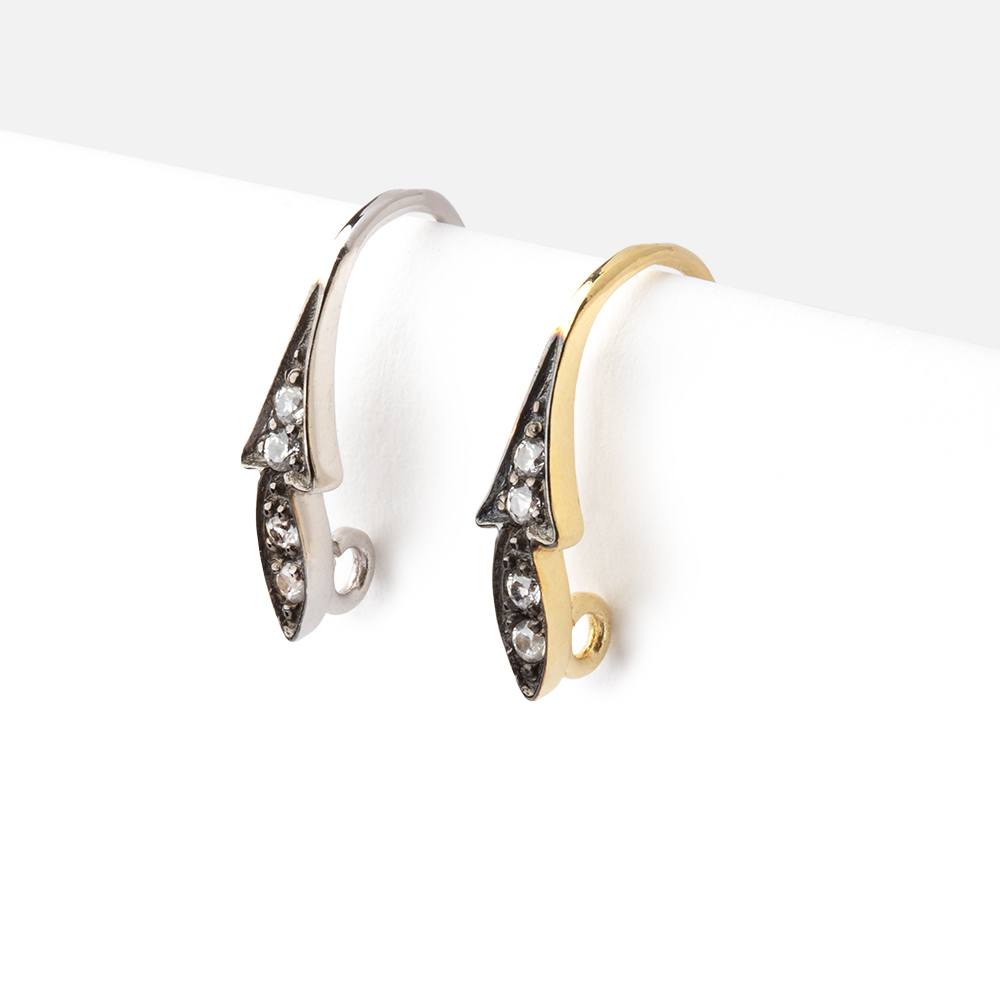 16mm CZ Two Tone Ear Wire Set of 2 pieces (ONLINE ORDER ONLY)