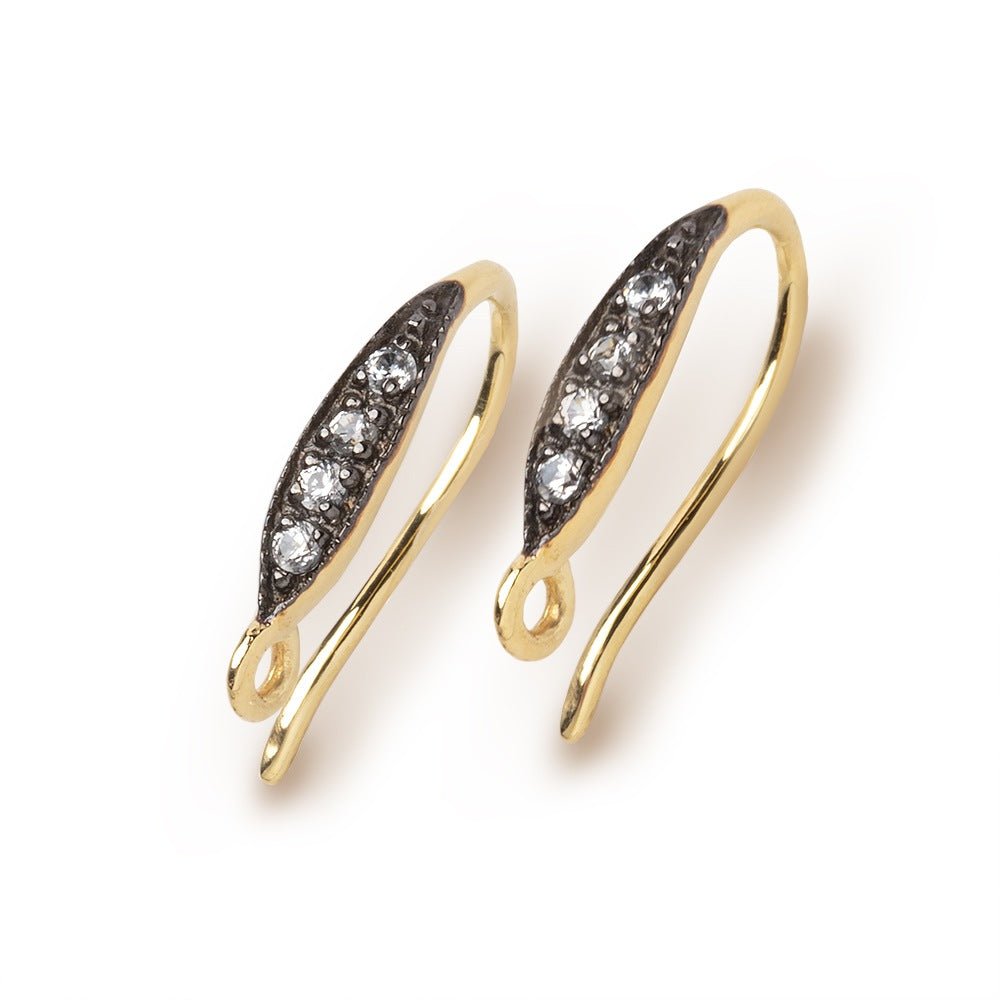 16mm CZ Two Tone Teardrop Ear Wire Set of 2 pieces (ONLINE ORDER ONLY)