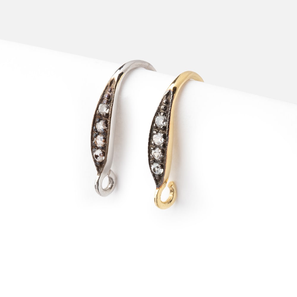 16mm CZ Two Tone Teardrop Ear Wire Set of 2 pieces (ONLINE ORDER ONLY)