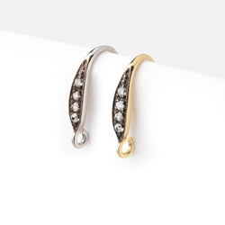 16mm CZ Two Tone Teardrop Ear Wire Set of 2 pieces (ONLINE ORDER ONLY)