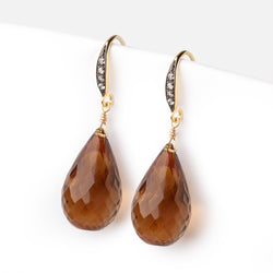16mm CZ Two Tone Teardrop Ear Wire Set of 2 pieces (ONLINE ORDER ONLY)