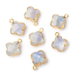 15mm Gold Leafed Rainbow Moonstone Quatrefoil Pendant 1 focal piece (ONLINE ORDER ONLY)