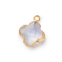15mm Gold Leafed Rainbow Moonstone Quatrefoil Pendant 1 focal piece (ONLINE ORDER ONLY)