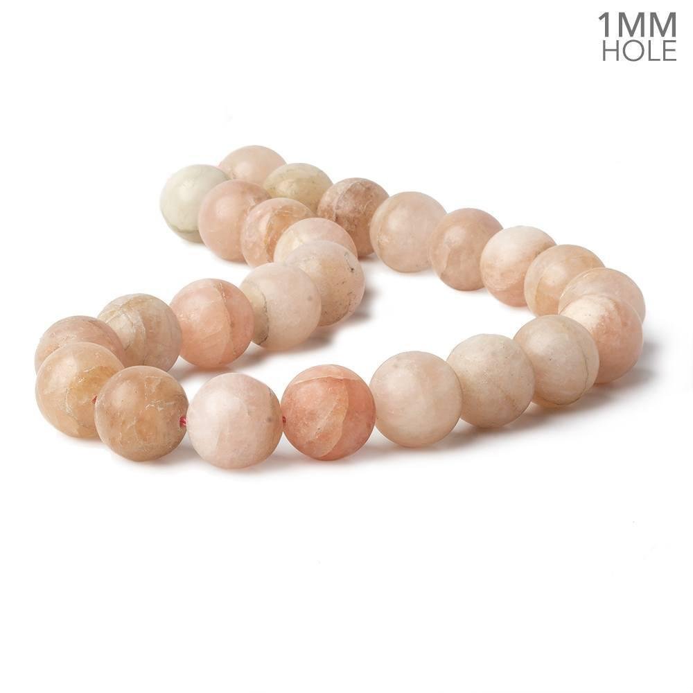 16mm Matte Morganite plain round beads 16 inch 24 pieces Large Hole (ONLINE ORDER ONLY)