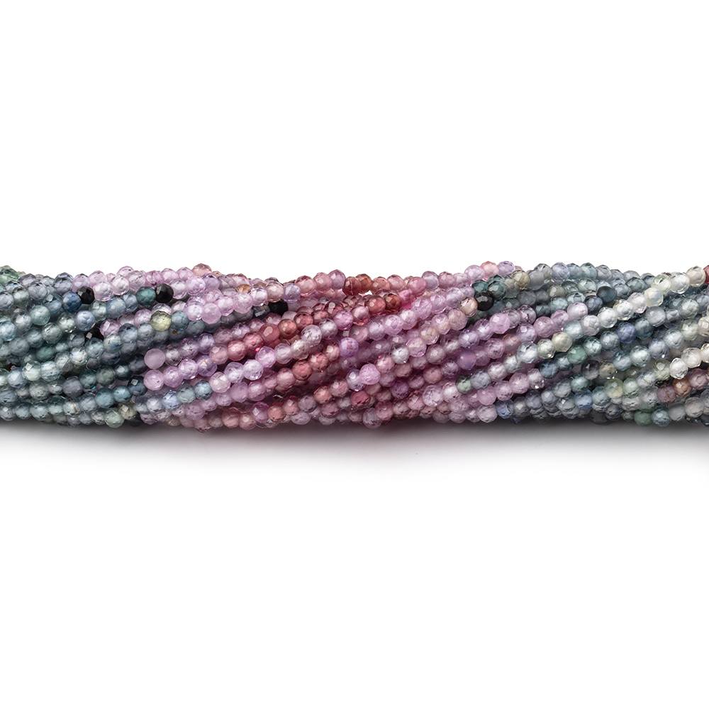 1.6mm Multi Color Sapphire Micro Faceted Round Beads 12.25 inch 218 pieces (ONLINE ORDER ONLY)