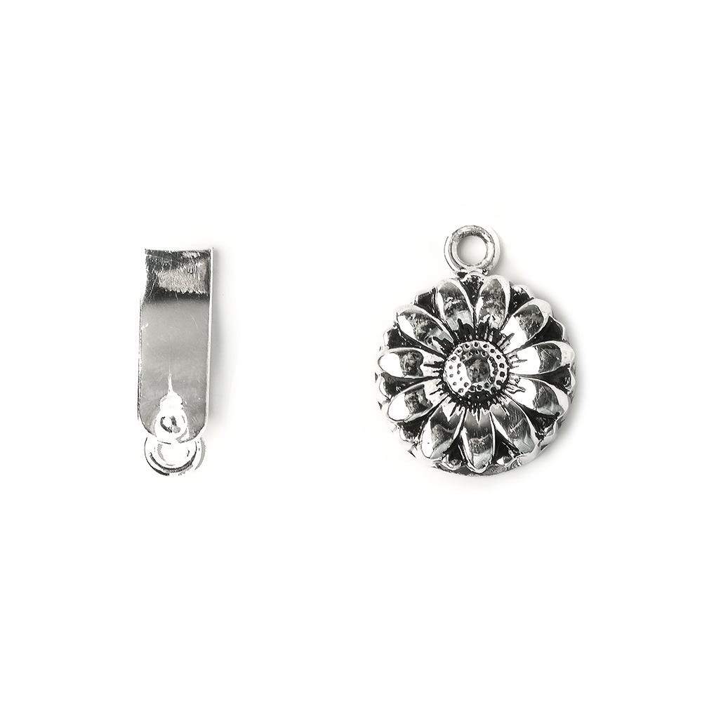 16mm Oxidized Sterling Silver Box Clasp Daisy Design 1 piece (ONLINE ORDER ONLY)