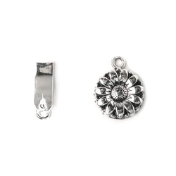 16mm Oxidized Sterling Silver Box Clasp Daisy Design 1 piece (ONLINE ORDER ONLY)