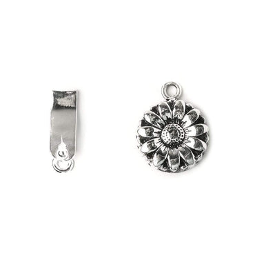 16mm Oxidized Sterling Silver Box Clasp Daisy Design 1 piece (ONLINE ORDER ONLY)