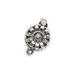 16mm Oxidized Sterling Silver Box Clasp Daisy Design 1 piece (ONLINE ORDER ONLY)