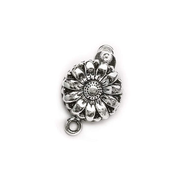 16mm Oxidized Sterling Silver Box Clasp Daisy Design 1 piece (ONLINE ORDER ONLY)