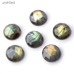 16mm Rose Cut Labradorite Faceted Cabochon Focal Beads - Undrilled with warm flash (ONLINE ORDER ONLY)