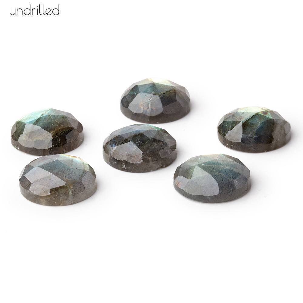 16mm Rose Cut Labradorite Faceted Cabochon Focal Beads - Undrilled with warm flash (ONLINE ORDER ONLY)
