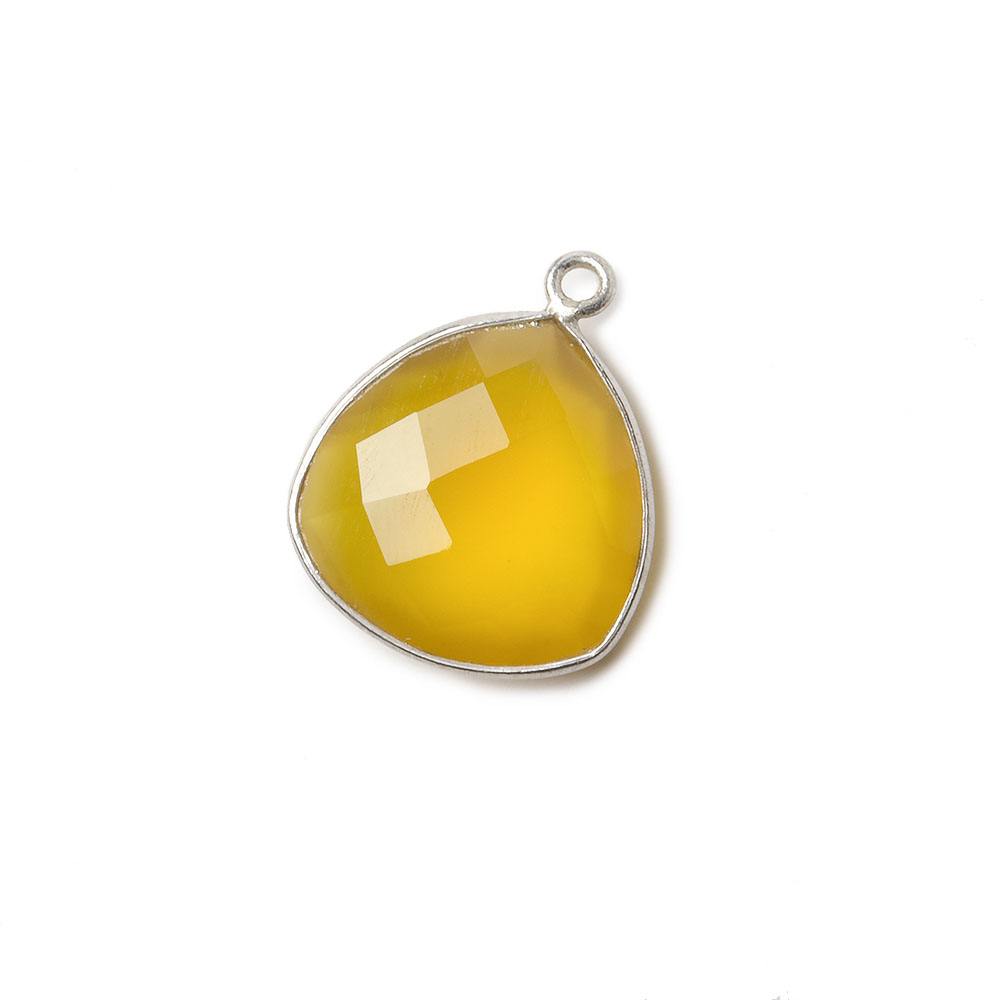 16mm Silver .925 Bezel Honey Yellow Chalcedony faceted triangle Pendant 1 piece (ONLINE ORDER ONLY)
