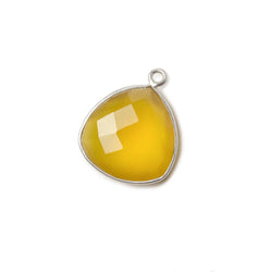 16mm Silver .925 Bezel Honey Yellow Chalcedony faceted triangle Pendant 1 piece (ONLINE ORDER ONLY)