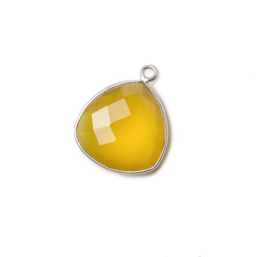 16mm Silver .925 Bezel Honey Yellow Chalcedony faceted triangle Pendant 1 piece (ONLINE ORDER ONLY)