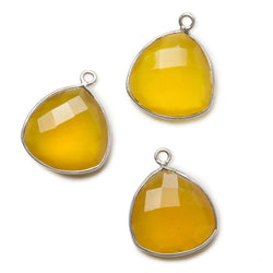 16mm Silver .925 Bezel Honey Yellow Chalcedony faceted triangle Pendant 1 piece (ONLINE ORDER ONLY)