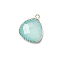 16mm Silver Bezel Aqua Chalcedony Triangle Focal Pendant 1 piece (ONLINE ORDER ONLY)