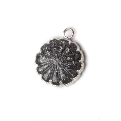 16mm Silver Leafed Celestial Quartz carved floral coin Pendant 1 focal bead (ONLINE ORDER ONLY)