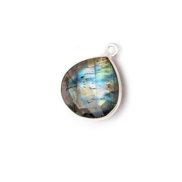 16mm Sterling Silver Bezel Labradorite Faceted Heart Pendant 1 Focal (ONLINE ORDER ONLY)
