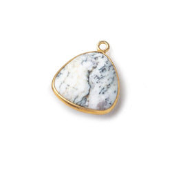 16mm Vermeil Bezel Dendritic Opal Plain Triangle Pendant 1 Focal Piece (ONLINE ORDER ONLY)