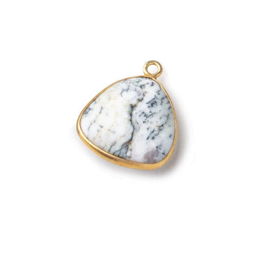 16mm Vermeil Bezel Dendritic Opal Plain Triangle Pendant 1 Focal Piece (ONLINE ORDER ONLY)