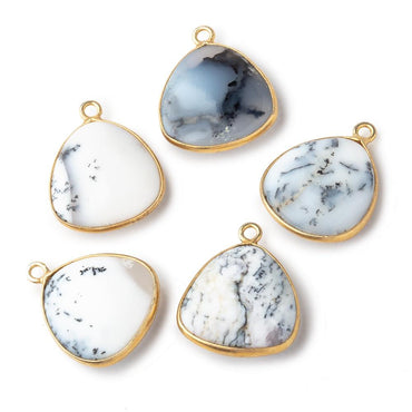 16mm Vermeil Bezel Dendritic Opal Plain Triangle Pendant 1 Focal Piece (ONLINE ORDER ONLY)