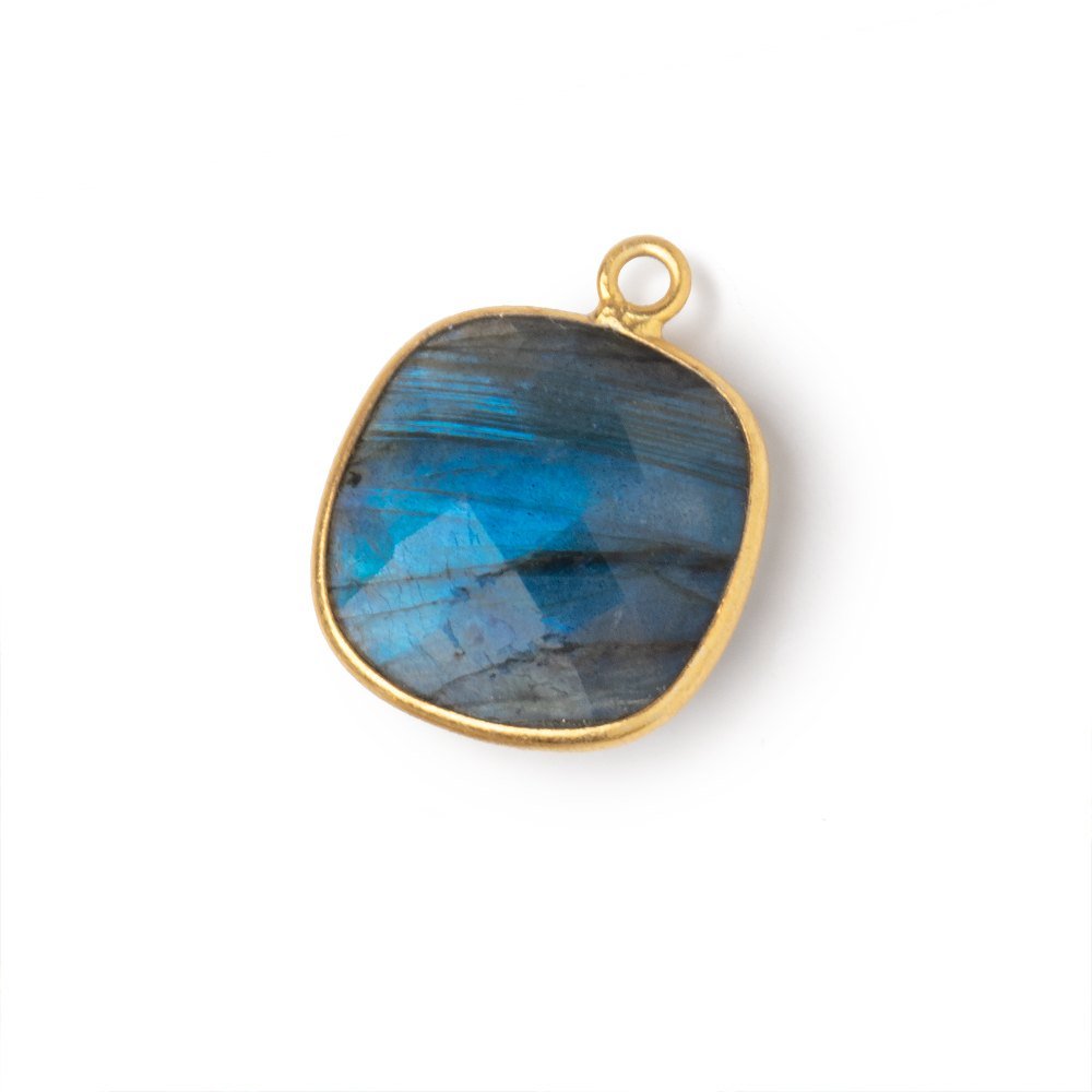16mm Vermeil Bezel Labradorite Faceted Cushion with Blue Flash 1 Pendant (ONLINE ORDER ONLY)