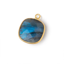 16mm Vermeil Bezel Labradorite Faceted Cushion with Blue Flash 1 Pendant (ONLINE ORDER ONLY)