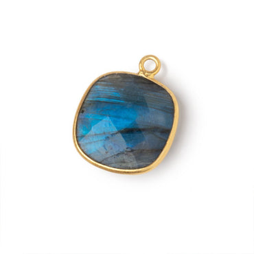 16mm Vermeil Bezel Labradorite Faceted Cushion with Blue Flash 1 Pendant (ONLINE ORDER ONLY)