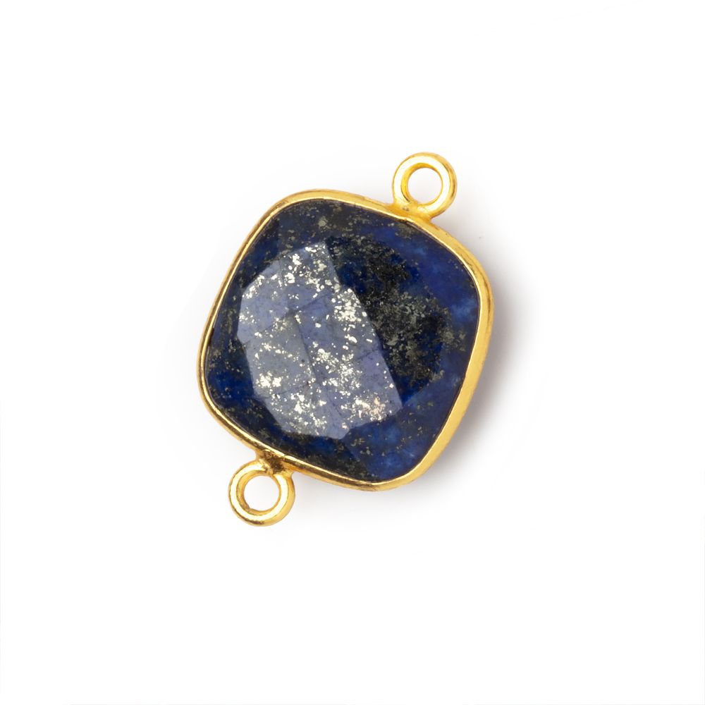 16mm Vermeil Bezel Lapis Lazuli Faceted Cushion Connector 1 piece (ONLINE ORDER ONLY)