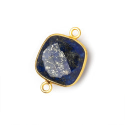 16mm Vermeil Bezel Lapis Lazuli Faceted Cushion Connector 1 piece (ONLINE ORDER ONLY)