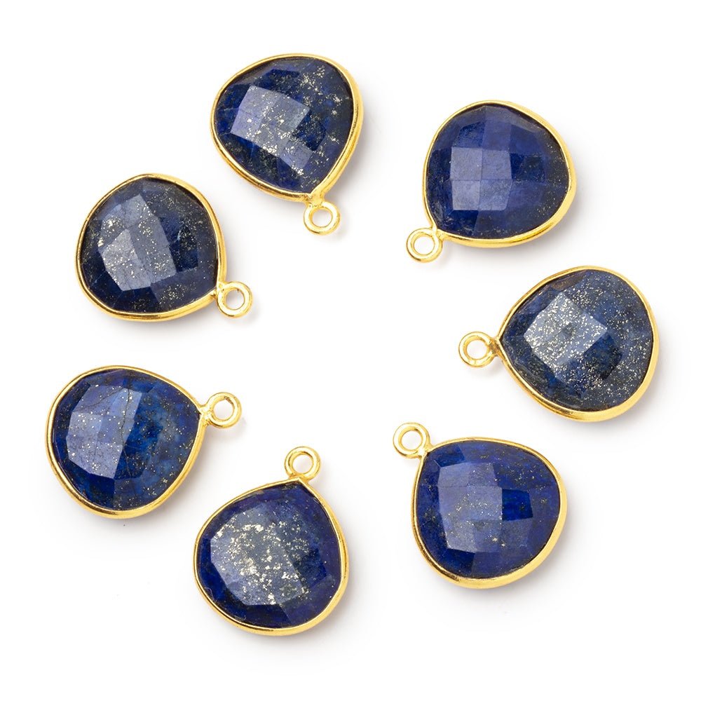 16mm Vermeil Bezel Lapis Lazuli Faceted Heart Pendant 1 piece (ONLINE ORDER ONLY)