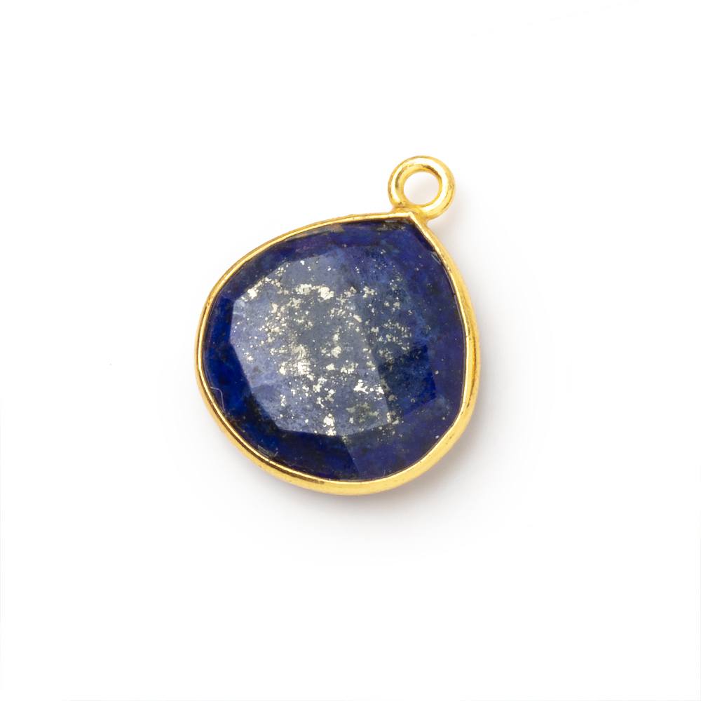 16mm Vermeil Bezel Lapis Lazuli Faceted Heart Pendant 1 piece (ONLINE ORDER ONLY)