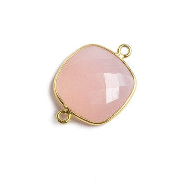16mm Vermeil Bezel Petal Pink Chalcedony Cushion Focal Connector 1 piece (ONLINE ORDER ONLY)