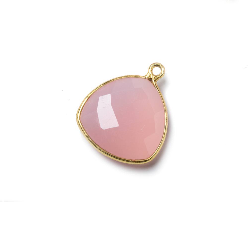 16mm Vermeil Bezel Petal Pink Chalcedony Triangle Focal Pendant 1 piece (ONLINE ORDER ONLY)