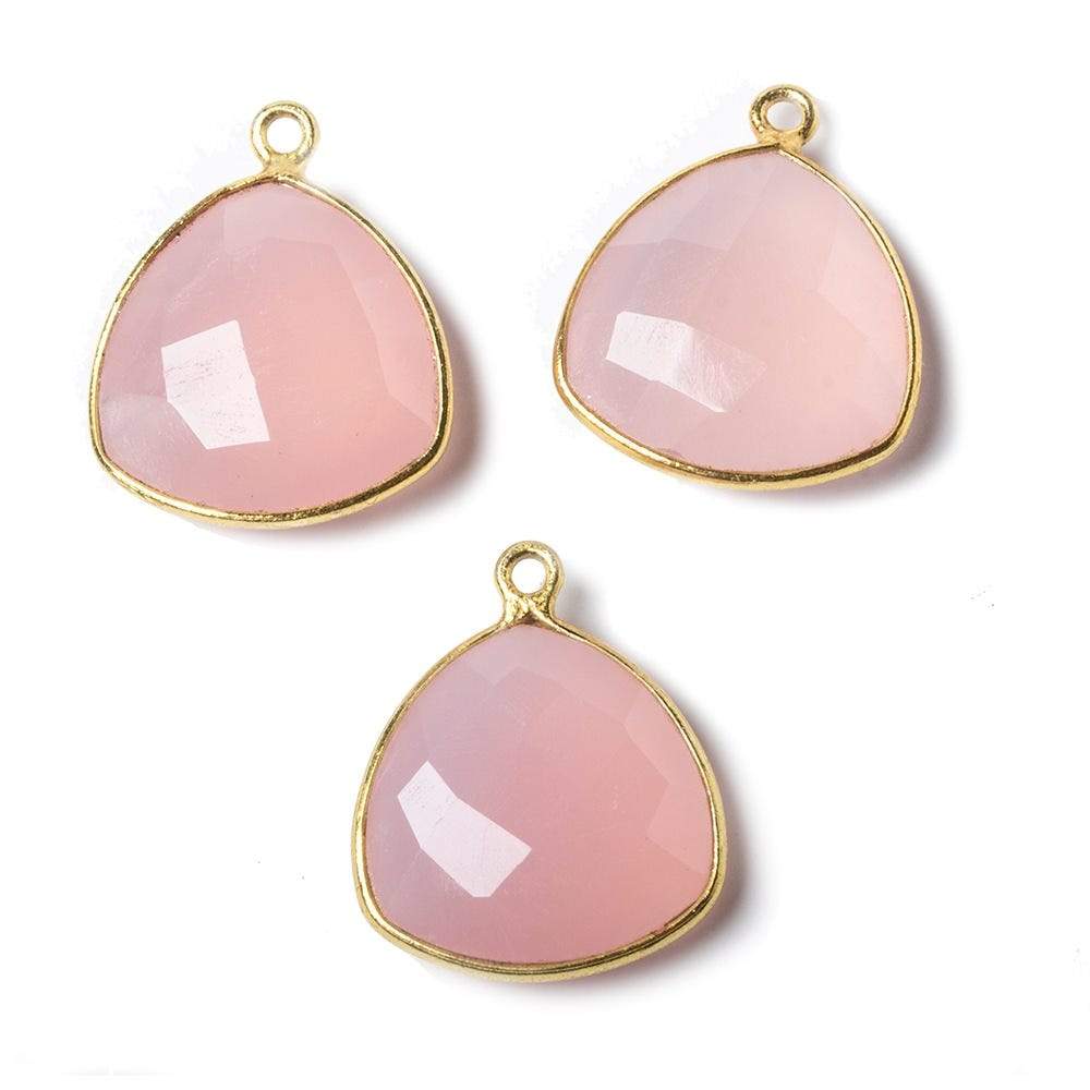 16mm Vermeil Bezel Petal Pink Chalcedony Triangle Focal Pendant 1 piece (ONLINE ORDER ONLY)