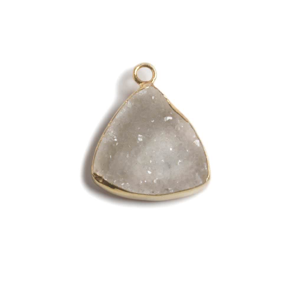 16mm Vermeil Bezeled White Drusy triangle Pendant Focal 1 piece (ONLINE ORDER ONLY)
