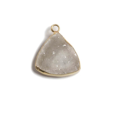 16mm Vermeil Bezeled White Drusy triangle Pendant Focal 1 piece (ONLINE ORDER ONLY)