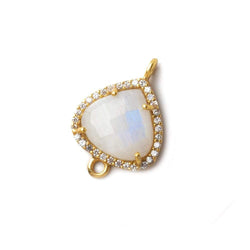 16mm Vermeil CZ Bezel Rainbow Moonstone Heart Connector 1 piece (ONLINE ORDER ONLY)