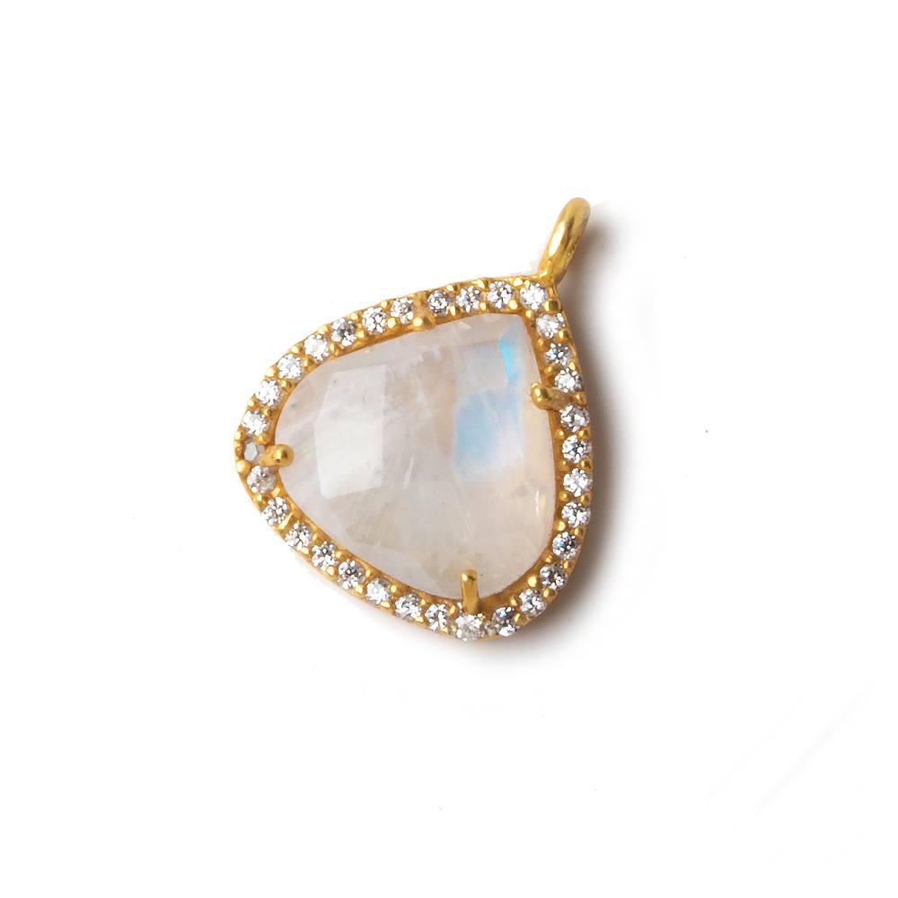 16mm Vermeil CZ Bezel Rainbow Moonstone Heart Pendant 1 piece (ONLINE ORDER ONLY)