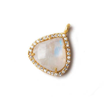 16mm Vermeil CZ Bezel Rainbow Moonstone Heart Pendant 1 piece (ONLINE ORDER ONLY)