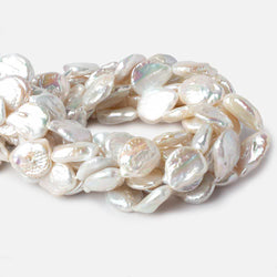 16mm White Ultra Coin Freshwater Pearls 1.5mm Large Hole 16 inch 18 pieces (ONLINE ORDER ONLY)