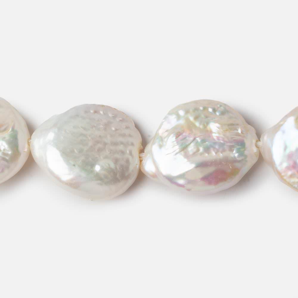 16mm White Ultra Coin Freshwater Pearls 1.5mm Large Hole 16 inch 18 pieces (ONLINE ORDER ONLY)