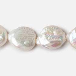16mm White Ultra Coin Freshwater Pearls 1.5mm Large Hole 16 inch 18 pieces (ONLINE ORDER ONLY)