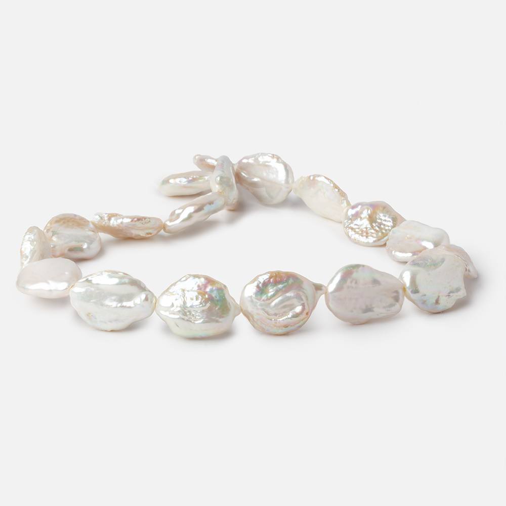 16mm White Ultra Coin Freshwater Pearls 1.5mm Large Hole 16 inch 18 pieces (ONLINE ORDER ONLY)