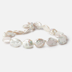 16mm White Ultra Coin Freshwater Pearls 1.5mm Large Hole 16 inch 18 pieces (ONLINE ORDER ONLY)