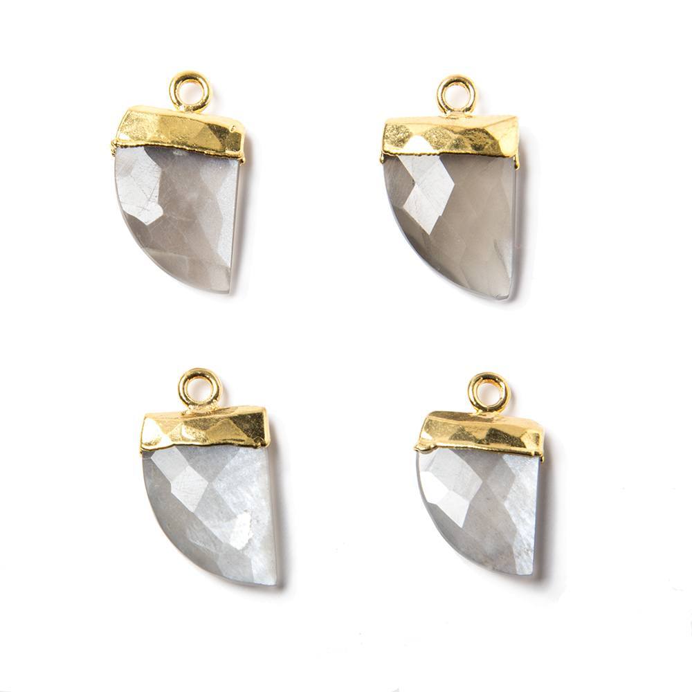 16x10mm Gold Leafed Platinum Grey Moonstone Horn Pendant 1 piece (ONLINE ORDER ONLY)
