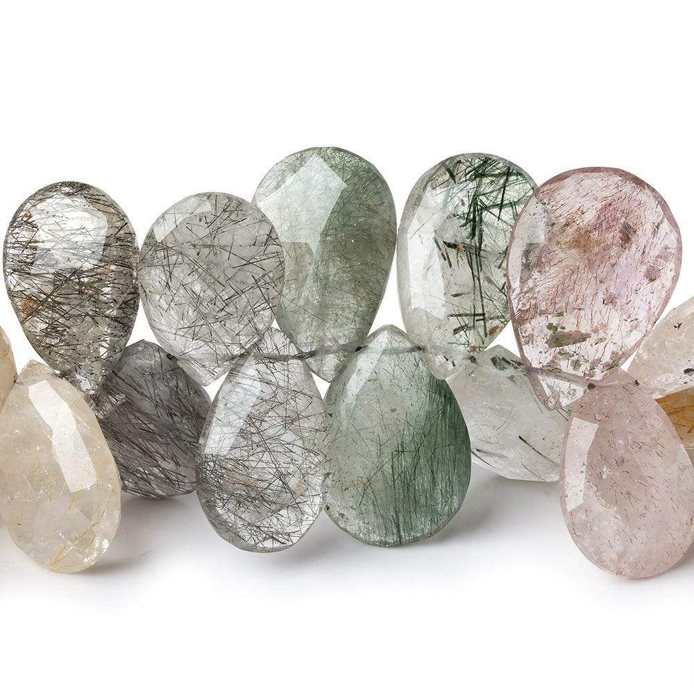 16x11-21x14mm Sagenitic Quartz Faceted Pear Beads 11 inch 54 pcs AA (ONLINE ORDER ONLY)