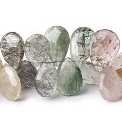 16x11-21x14mm Sagenitic Quartz Faceted Pear Beads 11 inch 54 pcs AA (ONLINE ORDER ONLY)