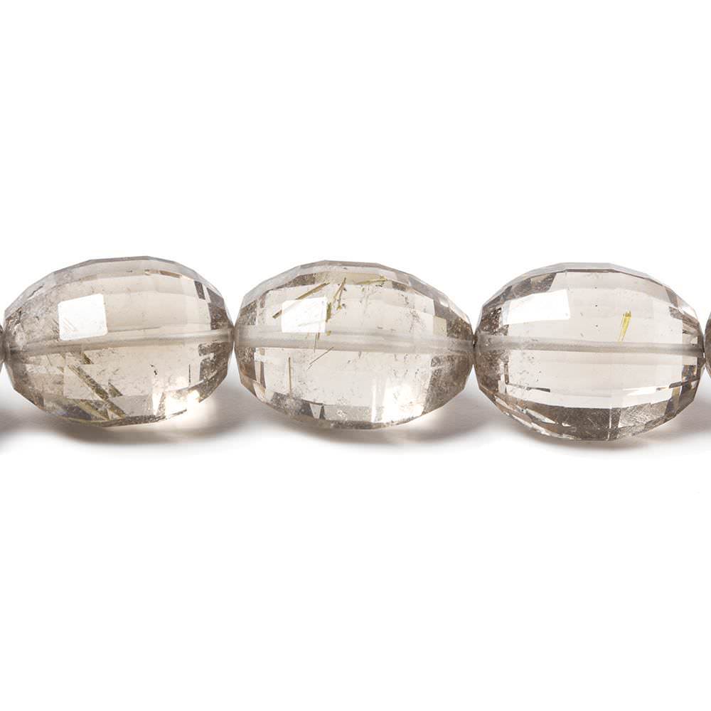 16x12-18x13mm Rutilated Smoky Quartz Checkerboard Faceted Oval Beads 12 Pieces (ONLINE ORDER ONLY)